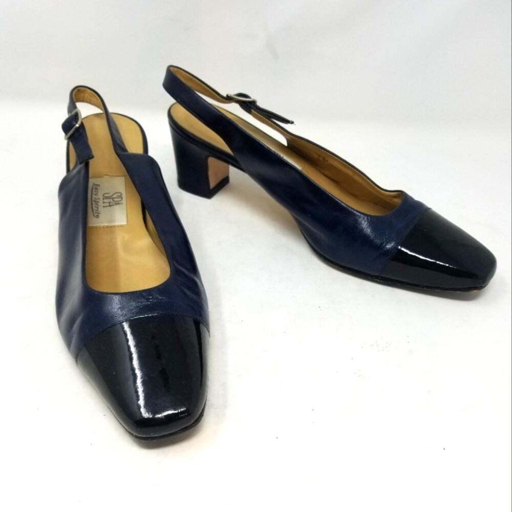 Easy Spirit Spa Navy Blue Black Heels Size 9.5‎ B